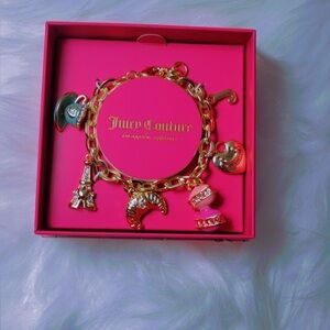 Juicy Couture Gold Bracelet with Pink and Silver Charms